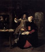 Portrait of the Artist with His Wife Isabella de Wolff - Gabriel Metsu